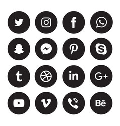 social media icons vector black and white