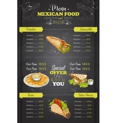 Drawing vertical scetch of mexican food menu Vector Image