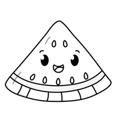 Watermelon cartoon fruit in black and white Vector Image