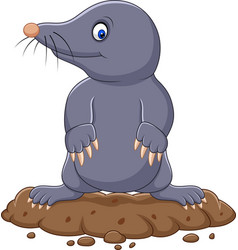 Cartoon mole come out of the hole Royalty Free Vector Image