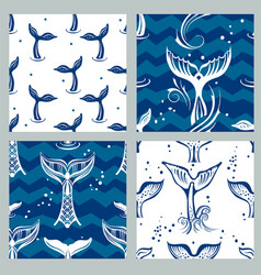 Seamless pattern with whales tail Royalty Free Vector Image