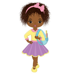 Cute school african american with backpack Vector Image