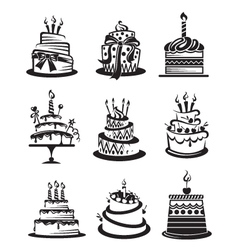 Cakes icons set Royalty Free Vector Image - VectorStock