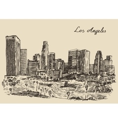 Los Angeles skyline California vintage engraved Vector Image