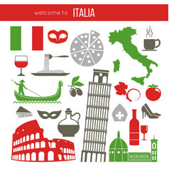 Set of rome italy symbols italian Royalty Free Vector Image