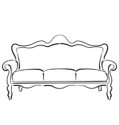 Sketched sofa couch and picture on wall Royalty Free Vector