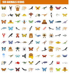 Animals icon set flat style Royalty Free Vector Image