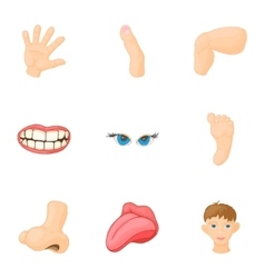 Body parts icons set cartoon style Royalty Free Vector Image