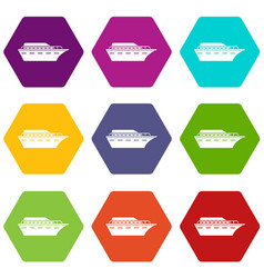 powerboat icon sports powerboat icon set color hexahedron vector image powerboat icon sports powerboat icon set color hexahedron vector image