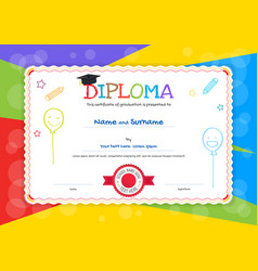 Kids diploma or certificate template with hand Vector Image