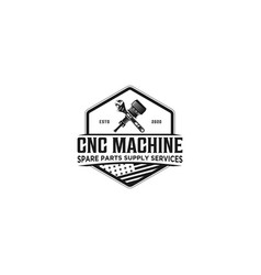 Cnc machine modern technology logo Royalty Free Vector Image