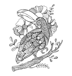 Crow bird coloring book for adults Royalty Free Vector Image