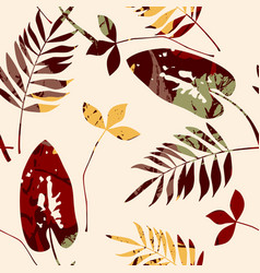 Abstract autumn seamless pattern with leaves Vector Image