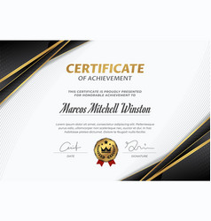 Certificate template with golden decoration Vector Image