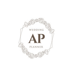 Ap initials letter wedding monogram logos Vector Image