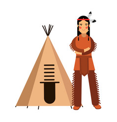 Native american indian in traditional costume Vector Image