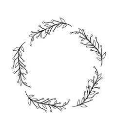 Line rustic branches with flower and leaves Vector Image