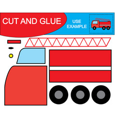 Paper model an old fire truck Royalty Free Vector Image