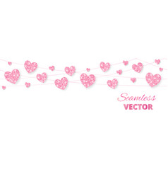 Pink hearts frame seamless border glitter Vector Image