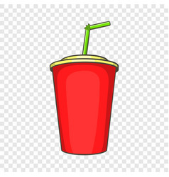 Plastic cup with straw icon cartoon style Vector Image