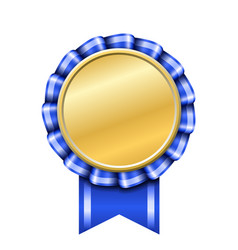 Blue badge with ribbon Royalty Free Vector Image