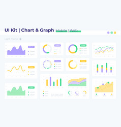 Dashboard Ui And Ux Kit Bar Chart And Line Graph Vector Image