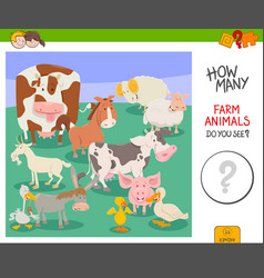 Guess farm animals activity game Royalty Free Vector Image