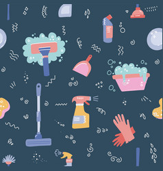 Cleaning service banner template - flat cartoon Vector Image