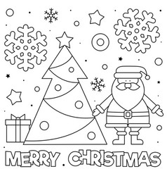 Merry christmas coloring page black and white Vector Image