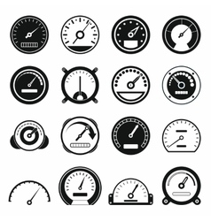 Speedometer icons set black simple style Vector Image