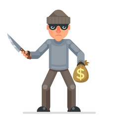 Thief carrying bag of money Royalty Free Vector Image