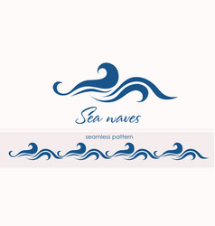 Marine seamless pattern with stylized waves Vector Image