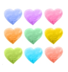 Set of Colorful Watercolor Hearts Royalty Free Vector Image