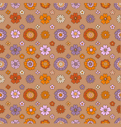 70s groovy daisy flowers seamless pattern Vector Image