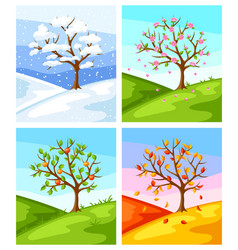 Four seasons landscape with trees Royalty Free Vector Image