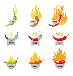 Spicy chili pepper level labels Royalty Free Vector Image