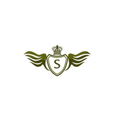 Letter s with two crossed swordsshield with crown Vector Image