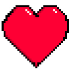 Red heart in pixel art style Royalty Free Vector Image