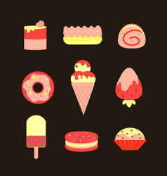 Desserts sweets drinks icon set royalty free vector image