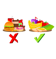 Balance of healthy and unhealthy food Royalty Free Vector