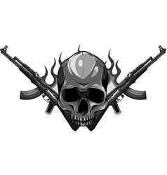 Skull with machine guns kalashnikov ak-47 Vector Image