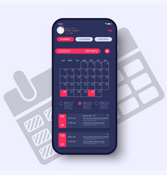 Calendar mobile apptasks ui ux design mockup Vector Image