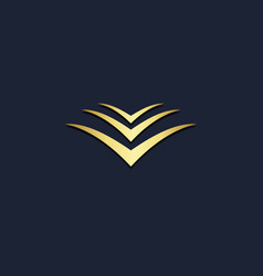 Abstract v initial design gold logo Royalty Free Vector