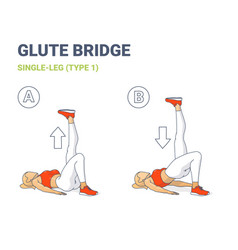 Woman doing single leg glute bridge exercise Vector Image