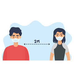 Persons with social distancing for covid19 Vector Image