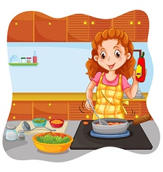 Woman and kitchen Royalty Free Vector Image - VectorStock