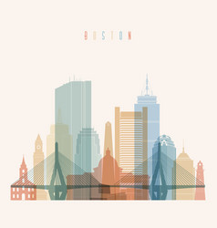 Boston skyline monochrome silhouette royalty free vector