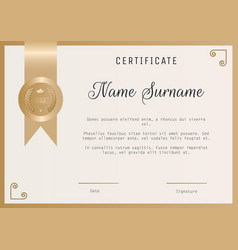 Official retro gold certificate turquoise design Vector Image