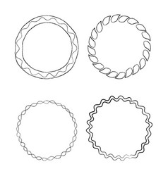 Round doodle line art frames set Royalty Free Vector Image