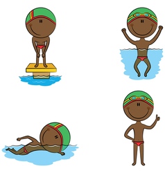 Cute swimmer boys in the pool Royalty Free Vector Image